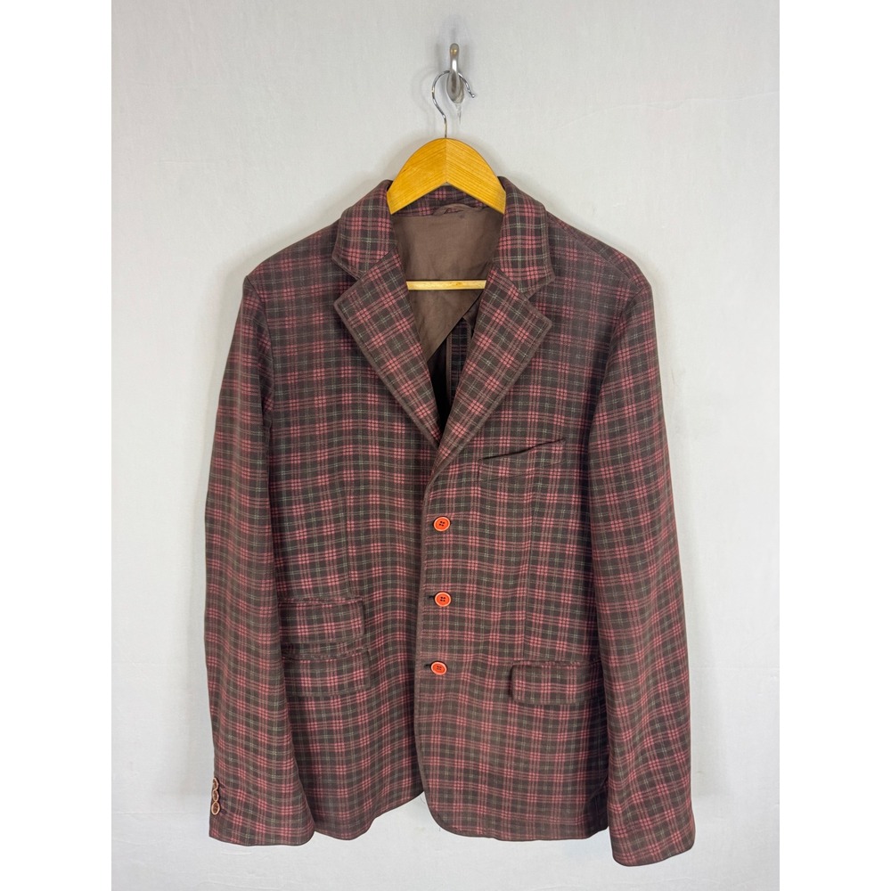 Alessandro‎ Gherardeschi Mens Plaid Cotton Blazer Jacket Brown Red Italy Men 38